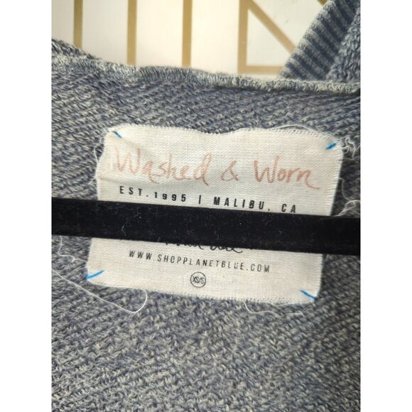 PLANET BLUE WASHED AND WORN Women's Soft Jacket Cardigan Hooded Blue Boho Beachy - Picture 5 of 8